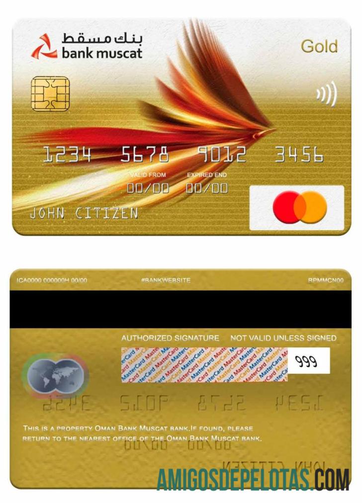 Oman Bank Muscat Bank Mastercard Gold template
